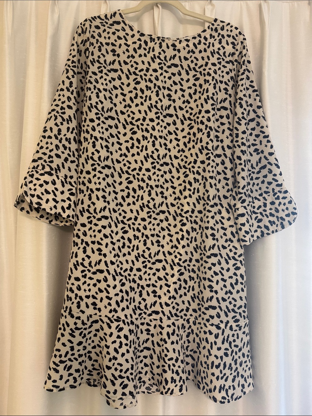 DAVI & DANI Cream Mini Dress with Black Animal Print